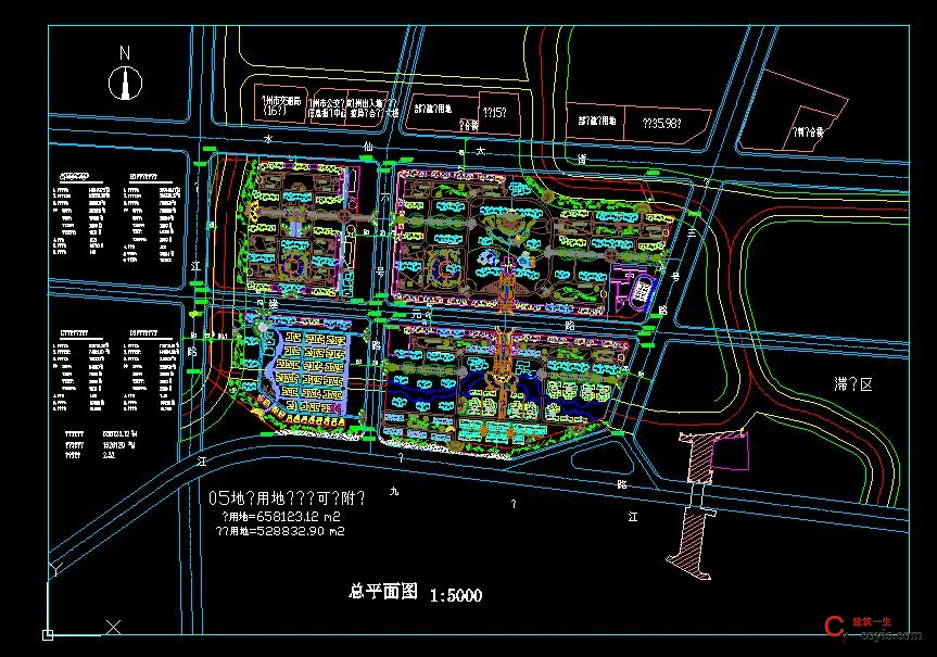 小区总平面图cad图纸中文字显示成问号“?”